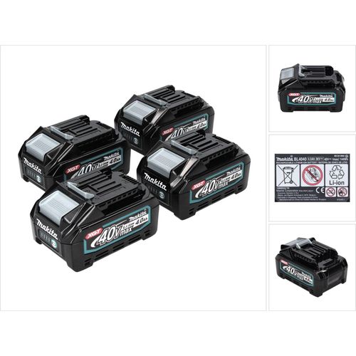 Makita Akku Set 4x BL 4040 40 V max. 4,0 Ah XGT Li-Ion Akku ( 4x 191B26-6 ) IP64 Schutzklasse mit LED Anzeige