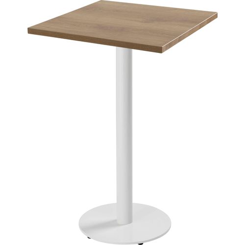 Tabelle hoch quadratisch 60 cm Fuß weiß und Holzverkleidung hellbraun - Oviala Rivoli