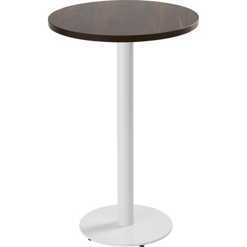 Tisch hoch rund 60 cm weißes Bein und dunkle Holzverkleidung - Oviala Rivoli