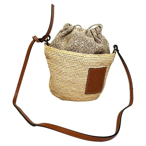 Loewe Pochette Bucket Bag in Tan Raffia