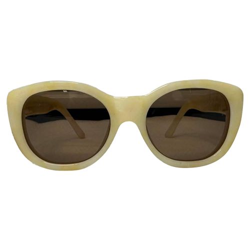 Linda Farrow x Dries Van Noten zonnebril met vierkant montuur in crèmekleurig acetaat.