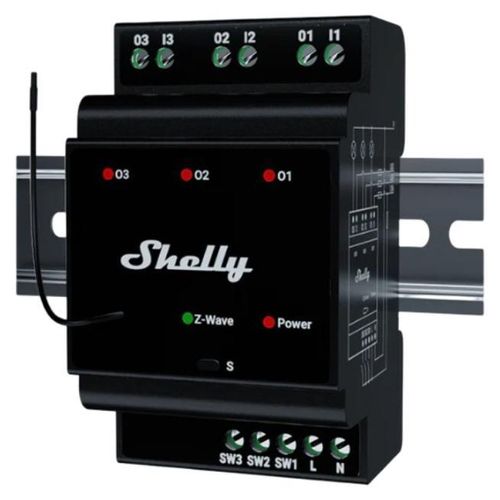 Shelly Relais "Wave" Hutschiene Pro 3 Relais max. 48 A 3 Phasen 3x 16A Z-Wave