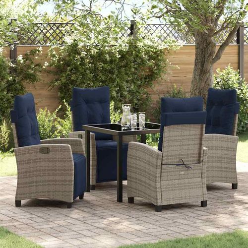 "Neues Produkt" Garten Essgruppe mit Kissen - 5 pcs - CLORIS - Grau Poly-Rattan - Sitzgruppe V2309