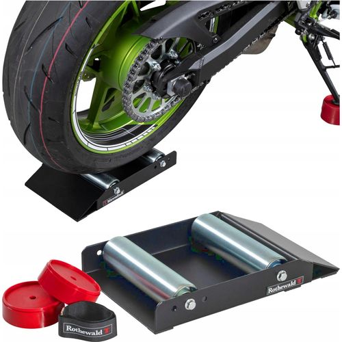 Servicerollen für das Hinterrad einer MOTORRAD-Rampe ROTHEWALD Solid