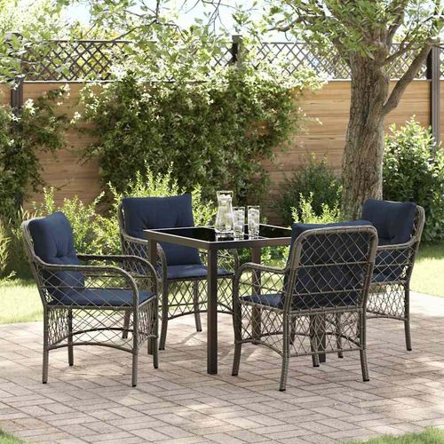 "Neues Produkt" Garten Essgruppe mit Kissen - 5 pcs - CLORIS - Grau und Schwarz Rattan - Sitzgruppe V2305