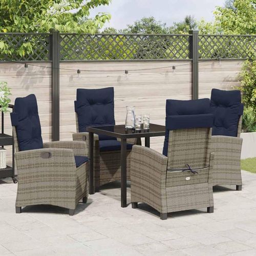 "Neues Produkt" Garten Essgruppe mit Kissen - 5 pcs - CLORIS - Grau Poly-Rattan - Sitzgruppe V2307