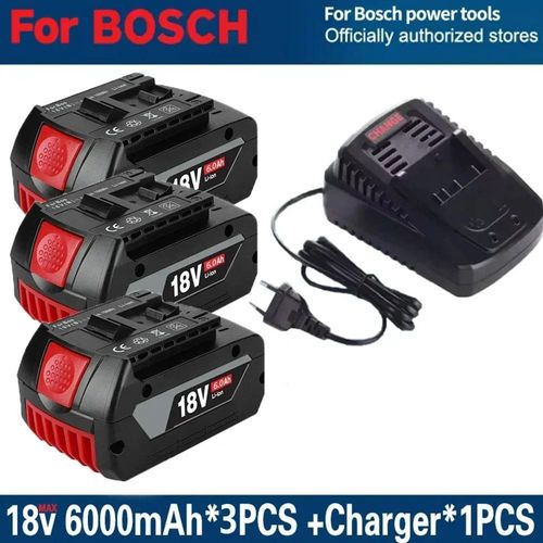 18V Akkupack - Werkzeugakku Set - Li-Ion 6,0Ah 6000mAh - 3x Akkus mit Ladegerät - Ersatz für BAT618 BAT618G