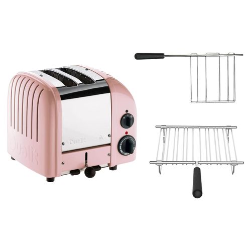 Dualit Toaster Paket 2, 2er Toaster mit Brötchenaufsatz und Sandwichzange Pink