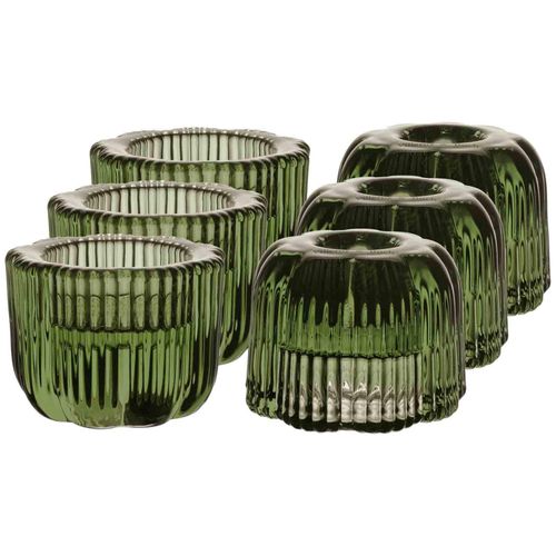 Kerzenhalter VILLEROY & BOCH "2in1-Kerzenständer Fleur ø 6,3 cm 6er Set grün", grün, Kerzenhalter, Kerzenhalter