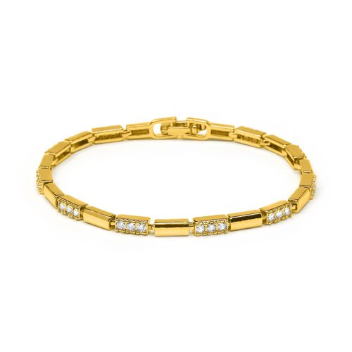 Luxenter Armband met schitterende zirkonia, afgewerkt in 18k geelgoud - Tavli