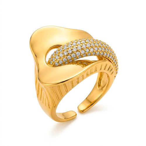 Luxenter Ring mit Brillantstrass in 18 Karat Gelbgold – Lefri