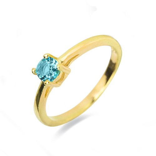 Ring aus 925er Sterlingsilber mit Hydrothermalquarz in Blautopas und 18 K Gelbgold - Otieno