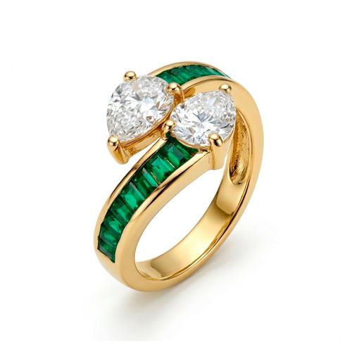 Luxenter Emerald Zirconia Ring in 18 karat Gelbgold - Darbia