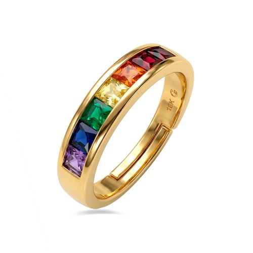 Luxenter Multicolor Zirconia Ring mit 18-karat-Gelbgold - Kasee