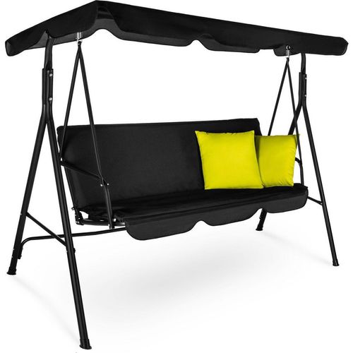 Luverno Hollywoodschaukel, Schwarz, Gold, Metall, Textil, 3-Sitzer, 170x153x110 cm, Gartenmöbel, Hollywoodschaukeln