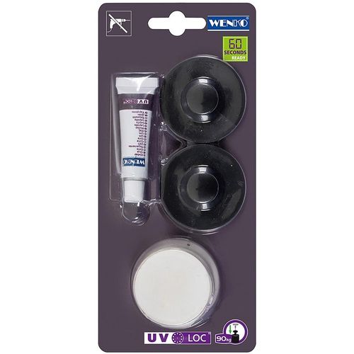 Bad-Befestigungsset WENKO "UV-Loc", schwarz, B:5cm H:1,5cm T:5cm, Kunststoff, Befestigungen, 5-tlg., passend für UV-Loc Badaccessoires, Befestigen ohne Bohren