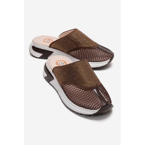GLEA Mesh Strass Mules Dames
