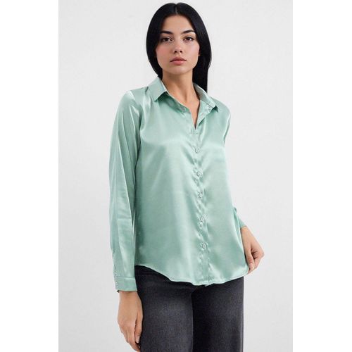 Satin Lange Mouwen Knopf Hem