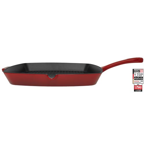 Grillpfanne ELO "Gusseisen Pfanne Ø 28 cm", rot, B:32,2cm H:7,5cm L:48cm Ø:28cm, Pfannen, Außen emailliert