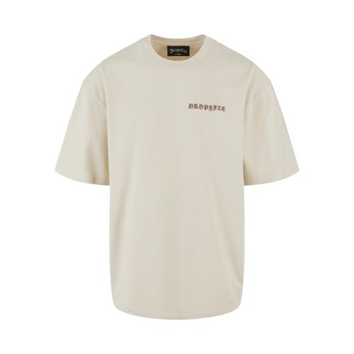 T-Shirt DROPSIZE "Dropsize Herren Heavy Oversize Crime T-Shirt", Jungen, Gr. M, coconutmilk, 100% Baumwolle, bedruckt, oversize, Rundhals, Shirts T-Shirt