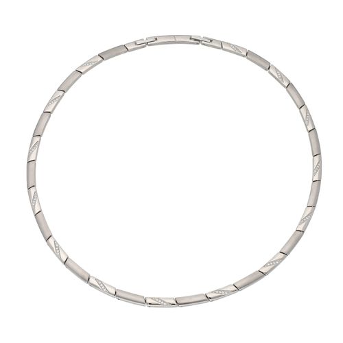 Collier TITANIA "Titancollier", grau (titanfarben), Halsketten, Damen, Titan, Collier, mit Zirkonia