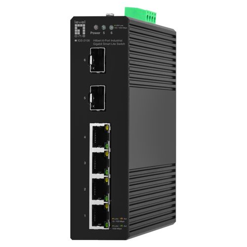 LevelOne Hilbert 6-Port Gigabit Smart Lite Switch, 4 x Gigabit RJ45, 2 x Gigabit SFP
