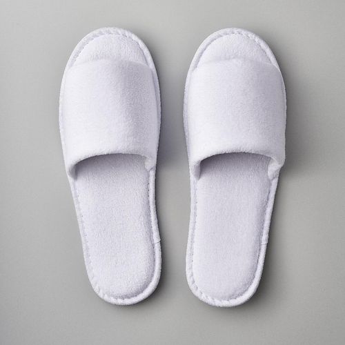 Velours Slipper, offen, weiss, 29 cm Noppensohle, VE 100 Paar Hotelslipper Einwegslipper Hausschuhe Einweg