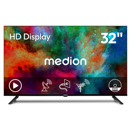 MEDION 80 cm (32 Zoll) HD Fernseher (integrierter DVD-Player, Triple Tuner Receiver DVB-T2 DVB-C DVB-S2, 2 x HDMI, USB, Kopfhöreranschluss, AV in, Mediaplayer, CI+, MD 832003)