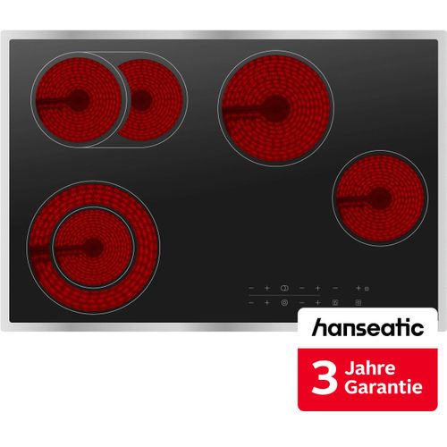 HANSEATIC Elektro-Kochfeld "HC67778TS", schwarz, B:77cm H:5,5cm T:52cm, Kochfelder, inkl. 3 Jahre Herstellergarantie