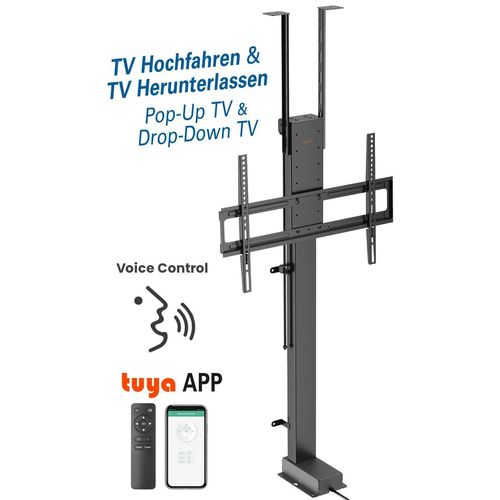 my wall TV Lift HP66-3L – Möbel- & Deckenmontage, Steuerung per Fernbedienung, Tuya-App & Sprachbefehl (Alexa/Google), für 43"-88" (109-224 cm), bis 60 kg