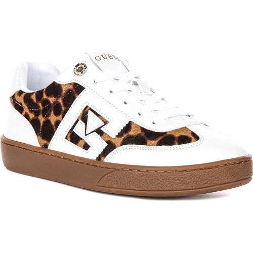 Guess Nochee2 Sneaker für Damen in Weiß mit Leopardenmuster – Größe 7 UK – 40 EU – 9,5 US / Leopardenmuster
