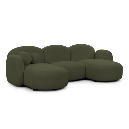 WOHNLANDSCHAFT Nuvola mit abgerundetem Design Grün Bouclé-Stoff