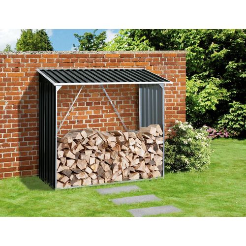VCM Metall Kaminholzregal mit Dach / Holzlager / Kaminholzunterstand Maße H. 162 x B. 182 x T. 74 cm