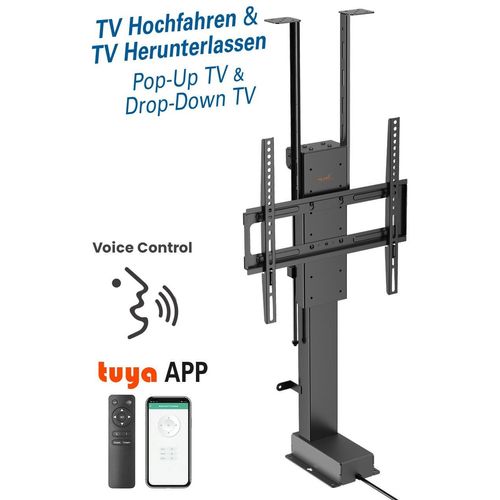my wall TV Lift HP66-1L– Steuerung per Fernbedienung, Tuya-App & Sprachbefehl (Alexa/Google), für 32"-48" (81-122 cm), Möbel- & Deckenmontage, bis 60 kg