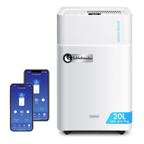 VonHaus 20L/Tag Luftentfeuchter mit Wifi-Steuerung, 20m² Räume, Timer & Ablaufschlauch
