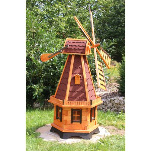 1,45 m große Windmühle, Windmühlen mit Solar für den Garten rot Typ 23.1