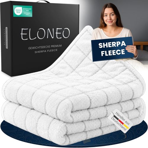 ELONEO Gewichtsdecke Fleece, Sherpa, Kuscheldecke mit gleichmäßige Gewichtsverteilung, Weighted Blanket, 200x200cm, 7kg, Weiß