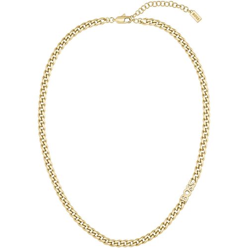 Edelstahlkette BOSS "KASSY FOR HER", gold (gelbgoldfarben), Halsketten, Damen, Edelstahl, L: 47 B: 5mm, Edelstahlkette, B:5mm