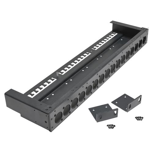19" Panel 1 HE zur Aufnahme von 16 x D-Typ-Steckverbindern