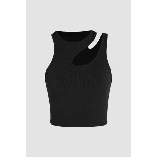 Asymmetrisches Kragen-Crop-Top