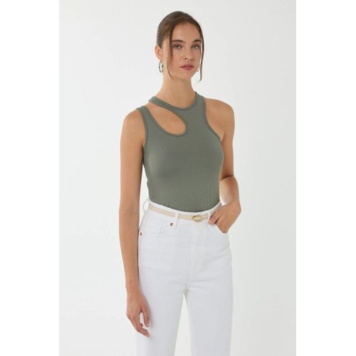 Asymmetrisches Kragen-Crop-Top