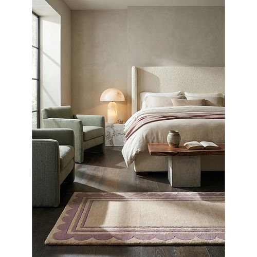 Läufer Wolle Lila-Beige 80 x 230 cm - WENSUM Kadima Design