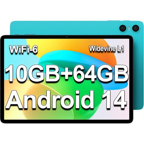 Tablet 10+ Zoll [2024], 10GB RAM+64GB ROM (TF 1TB) tablett, Octa Core CPU Tablet pc, 2.4G/5G WiFi,1280x800 HD IPS, Zwei Kamera/6000mAh/Typ- C/OTG/Wide