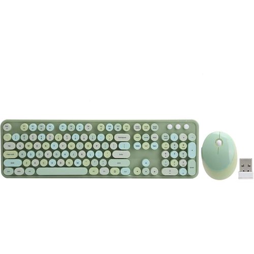 Kabelloser Tastatur und Maus Set, 104 Tastatur Niedlichen Runden Retro Tastenkappen Tastatur und 5 Tasten Lovely Mice Kit, für Windows XP / win7
