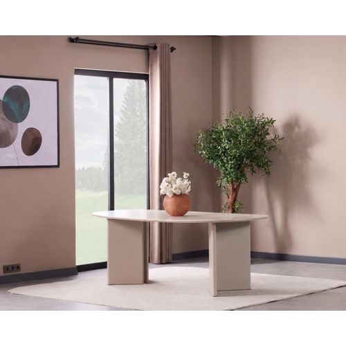 Ovaler Esstisch Modernen Stil Beige Eleganter Tisch Geraden Linien