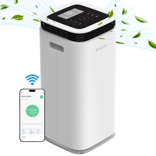 Luftentfeuchter evoair, FlexiDry 22 Smart, 22 l/24 h, Feuchtesensor, Ionisierungsfunktion, Wäschetrocknung, 4,5 l Wassertank, Weiß