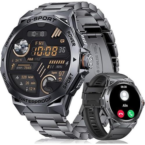 LIGE Smartwatch für Herren mit IP68, wasserdicht, Smartwatch EF3