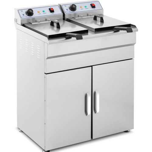 Doppelfritteuse mit Schrank 400V - 2x10L