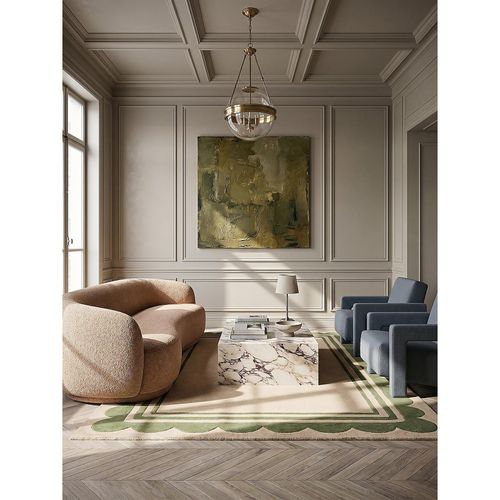 Wollteppich handgetuftet Grün-Beige 120 x 170 cm - WENSUM Kadima