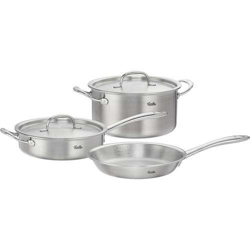 Topf-Set FISSLER "Fissler M5 Pro-Ply, Edelstahl-Topfset (5-teilig)", silber (silberfarben), Töpfe, 5-teiliges Premium Kochgeschirr mit Pro-Ply™ Technologie